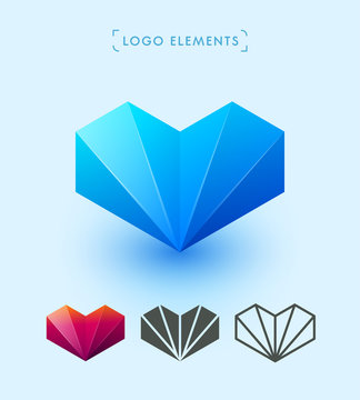 Vector abstract heart and shell logo design