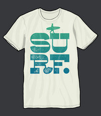 surf text bald grunge letters with a man with a surfboard silhouette surfing print.