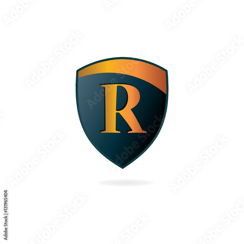 "Initial Letter R Shield Logo Design" Stock image and royaltyfree