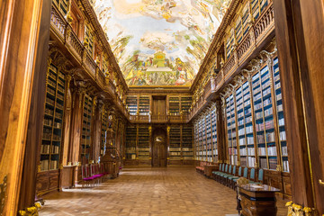 Fototapeta na wymiar Historical library of Strahov Monastery in Prague, Philosophical Hall