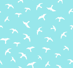 Seamless flying birds. Vector seamless pattern. Background with seagulls.