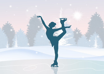 skating on ice - obrazy, fototapety, plakaty