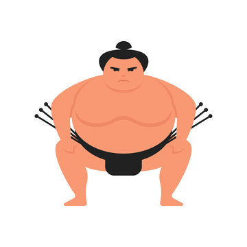 Vector flat style illustration of sumo wrestler