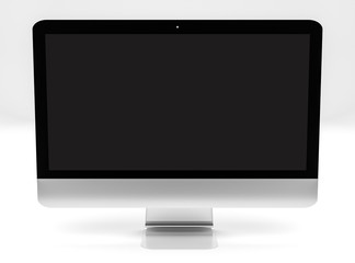 Modern metallic computer on white background 3D rendering