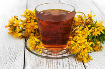 herbal tea in a glass cup