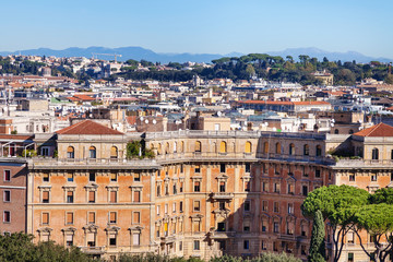 Fototapeta premium above view of apartment buildings in Rome city