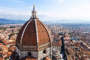 Fototapeta na wymiar view of Duomo and Florence city from Campanile