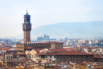 Fototapeta na wymiar above view of Old Palace in Florence city