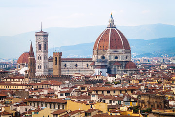 above view of Duomo in Florence city