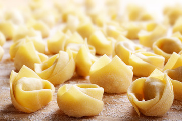 Homemade tortellini. Egg pasta