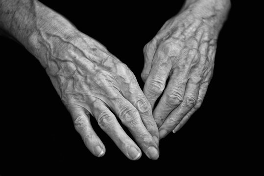 Elderly caucasian women hands