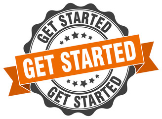 Obraz premium get started stamp. sign. seal