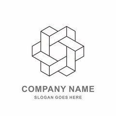 Geometric Circular Hexagon Cube Outline Tessellate Architecture Interior Business Company Stock Vector Logo Design Template 
