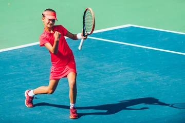 Fotobehang Girl won point on match © Microgen