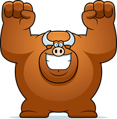 Cartoon Bull Celebrating