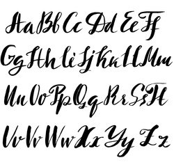 Hand drawn font made by dry brush strokes. Grunge style alphabet