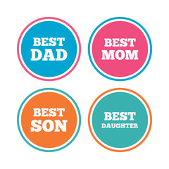 Best mom and dad, son, daughter icons.