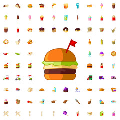 double burger with flag icon illustration