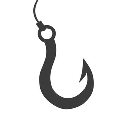 Fishing Hook Icon, Flat Design Vector