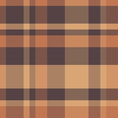 Traditional plaid in brown and beige cells. Tartan seamless vect