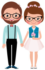 Loving couple hipsters bride and groom