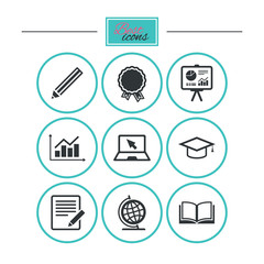 Education and study icon. Presentation signs.