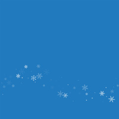 Fototapeta na wymiar Sparse snowfall. Bottom wave on blue background. Vector illustration.