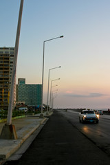Evening twilight on the promenade in Havana.