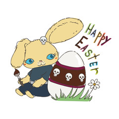Cute Emo Easter bunny for holiday card, baby shower or easter card.