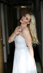 Fototapeta premium Beautiful Blond Woman with Green Eyes