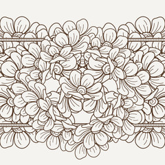 Seamless floral patterned border with flowers.