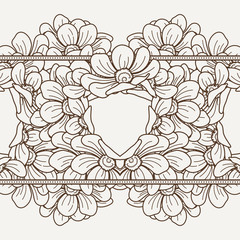 Seamless floral patterned border with flowers.