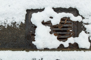 Snow clogged storm drain