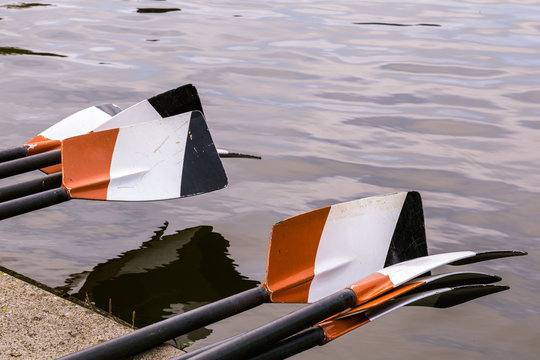 Colorful paddles closeup