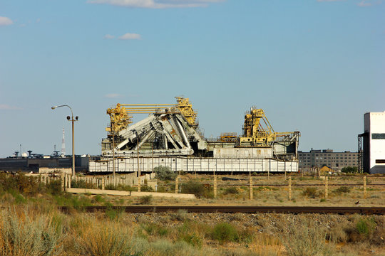 Baikonur Kazakhstan Cosmodrome  installation to move space shuttle Buran - Powered by Adobe