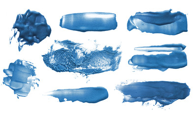 Set of abstract color acrylic brush strokes.