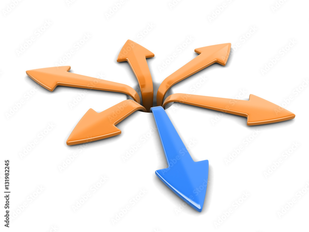 Poster 3d image of arrows in different directions. image with clipping path