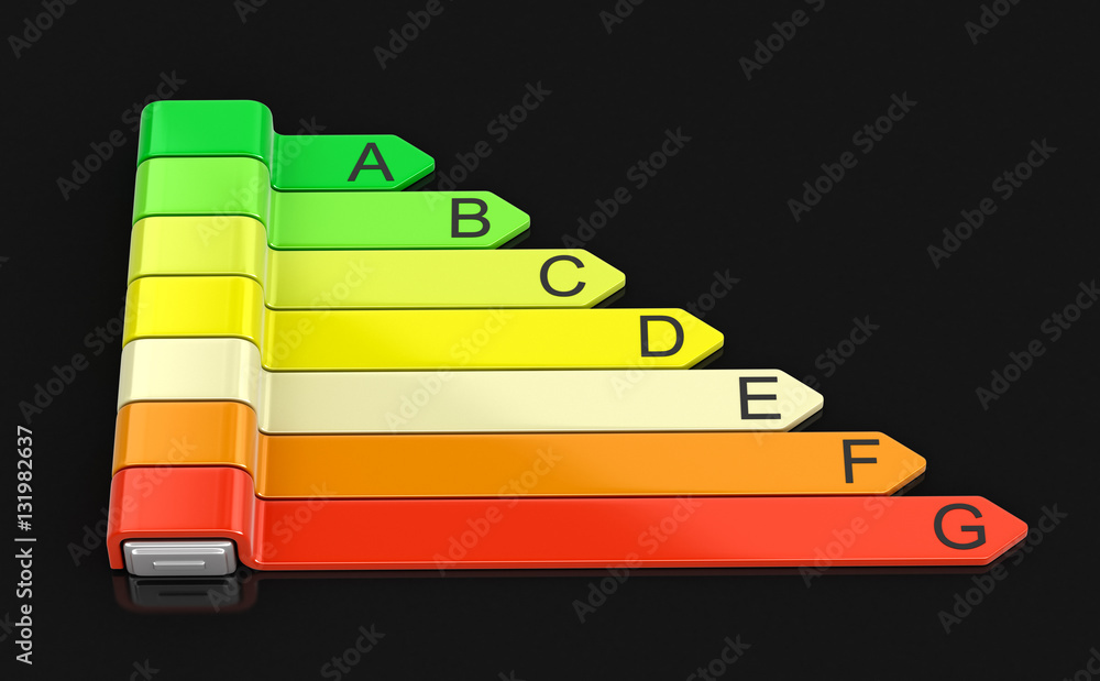 Poster energy efficiency concept with rating chart. image with clipping path