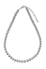 Dark grey big elegant necklace made of medium-sized round beads like pearls, isolated on white background, clipping path included