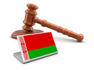 3d wooden mallet and Belarus flag. Image with clipping path
