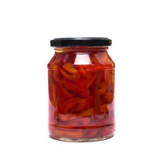 Roter Paprika in Stücke im Glas