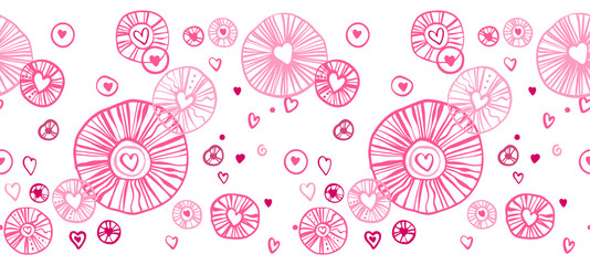 Romantic seamless border pattern with hearts for your design.