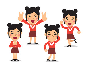 Cartoon businesswoman character poses set