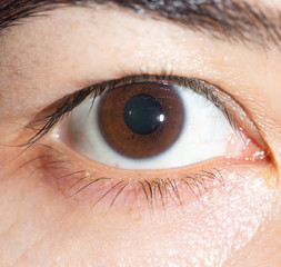 Brown girl eye. close-up