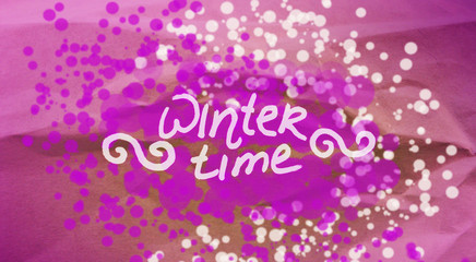 Winter time. Paper color texture. Bokeh background.