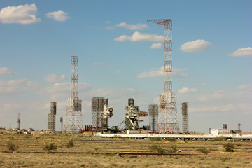 Baikonur Cosmodrome. Buran. Kazakhstan.  the launch pad of the Space Shuttle Reusable - obrazy, fototapety, plakaty