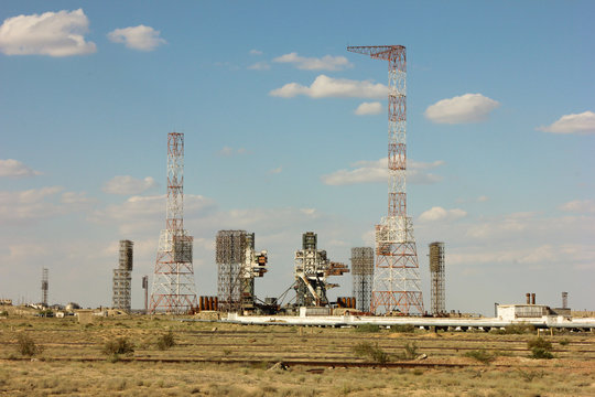 Baikonur Cosmodrome. Buran. Kazakhstan.  the launch pad of the Space Shuttle Reusable - Powered by Adobe