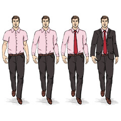 Obraz premium Vector Set of Sketch Men Models. Business Dress Code