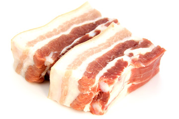 Pork bacon isolated on a white background. pork belly