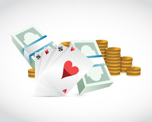 money and playing cards illustration